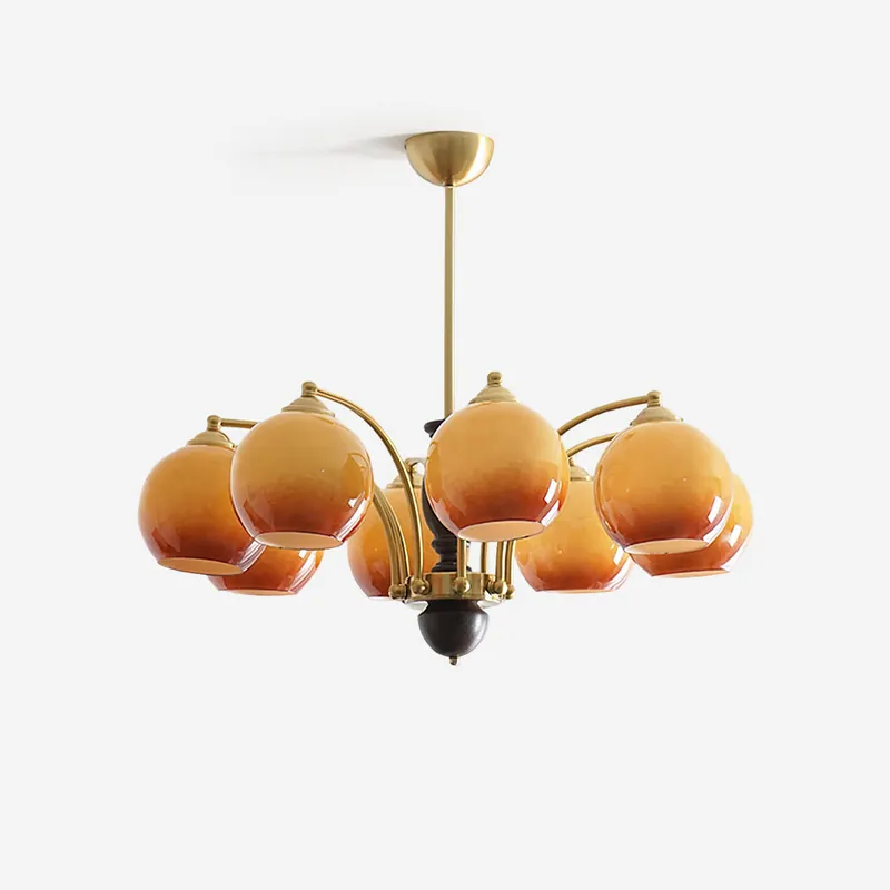 Viora Kronleuchter aus Holz und Glas im Mid-Century Stil