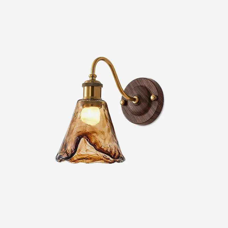 Zephyr Vintage Wandlampe aus goldenen Nussbaum
