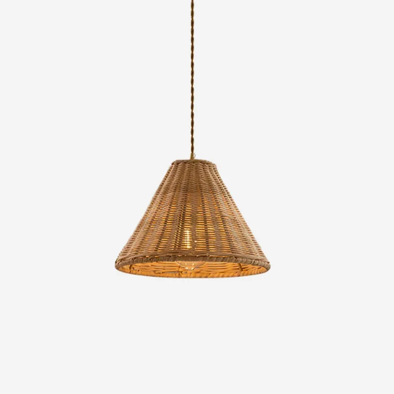 Pendelleuchte Rattan Schatten Körper Kegel Form Natürlich Minimalistisch