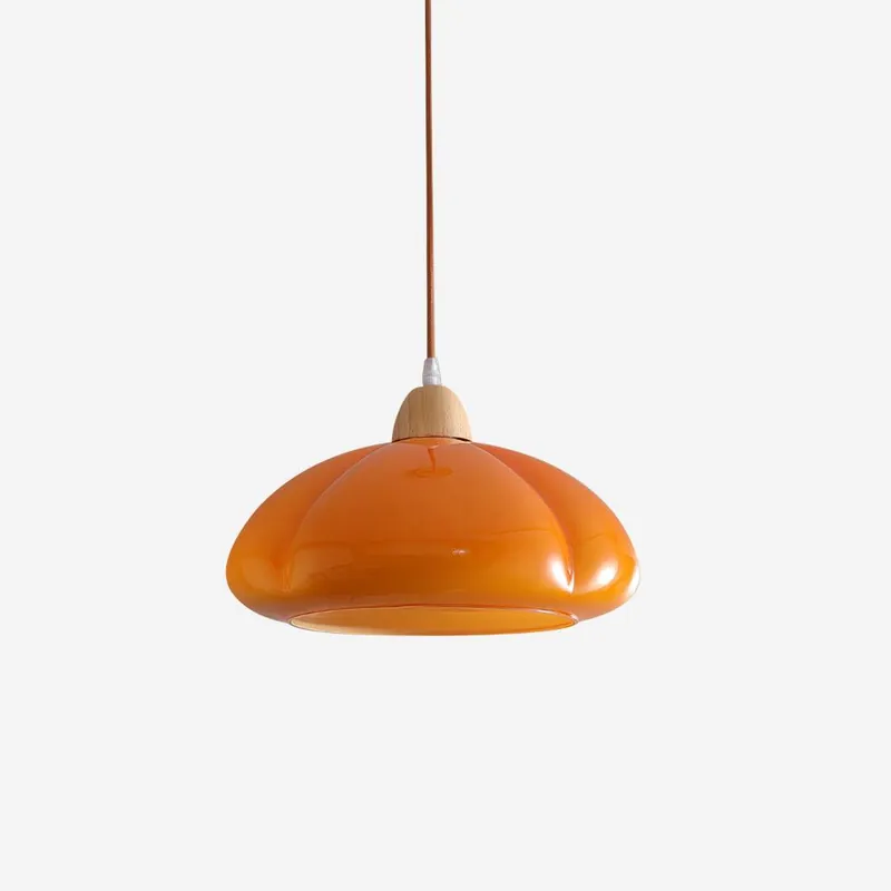 Pendelleuchte Rund Glas Schatten Holz Verspielt Modern
