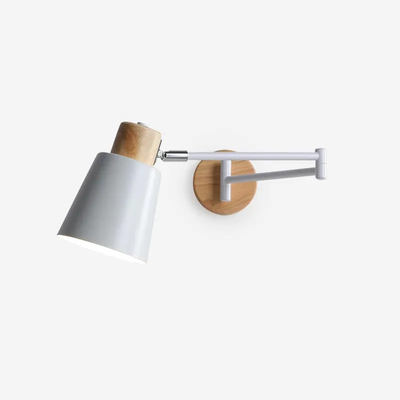 Wandleuchte Verstellbar Kegel Schatten Holz Basis Modern