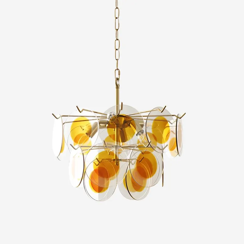 Gino Lustra Lustre Glas Messing Karamell Modern