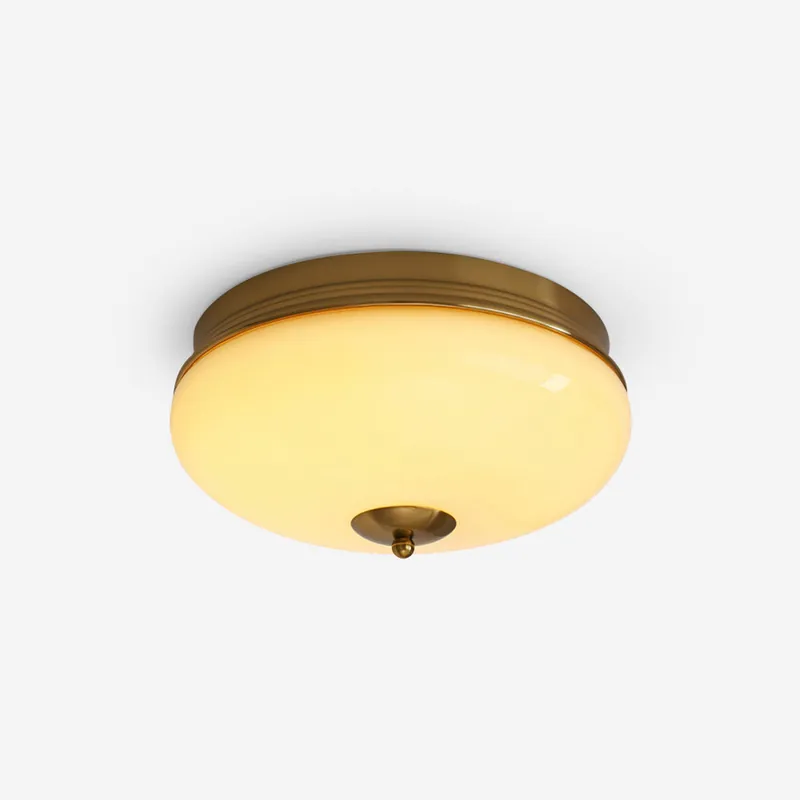 Ludo Deckenleuchte Schwarz und Gold, Rundes Milchglas-Schirm