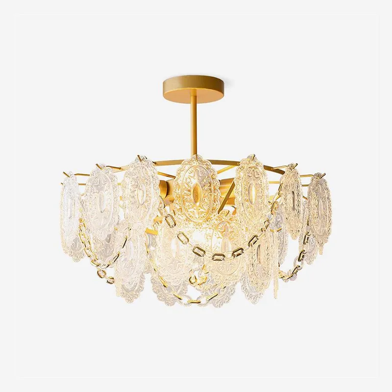 Katia Kronleuchter Kristallwasserfälle Glas Gold