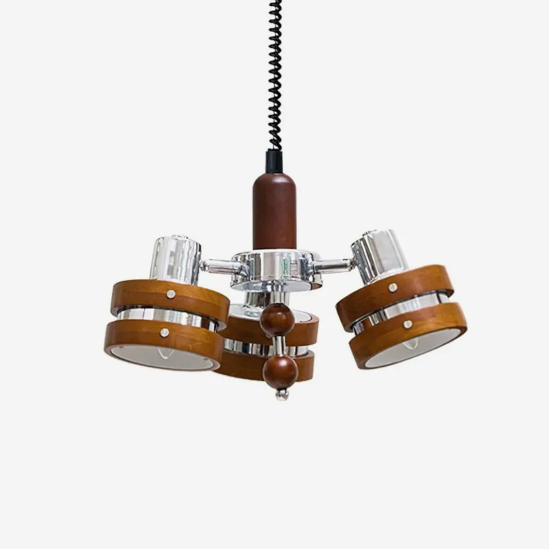 Karry Lustre Holzstreifen mit klaren Lampenschirmen