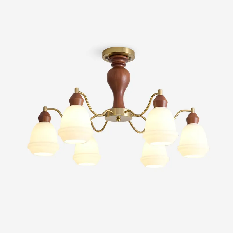 Magiro Lustre Mattglas mit Holzarmen