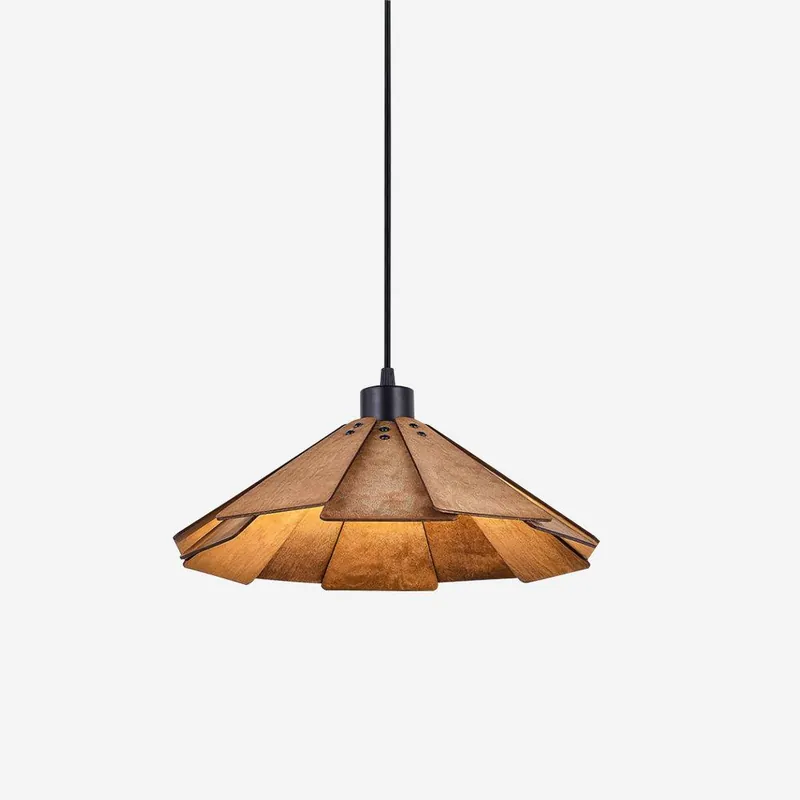Delfina Hängelampe Wabi-Sabi organisches Holzpaneel