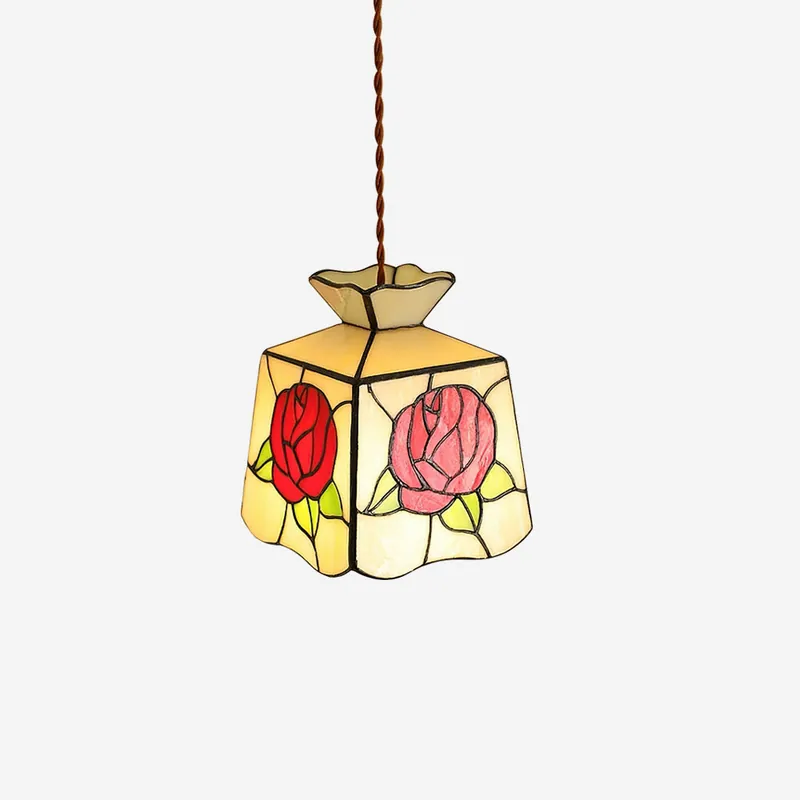 Roselit Pendelleuchte Getönt Glas Floral Organisch
