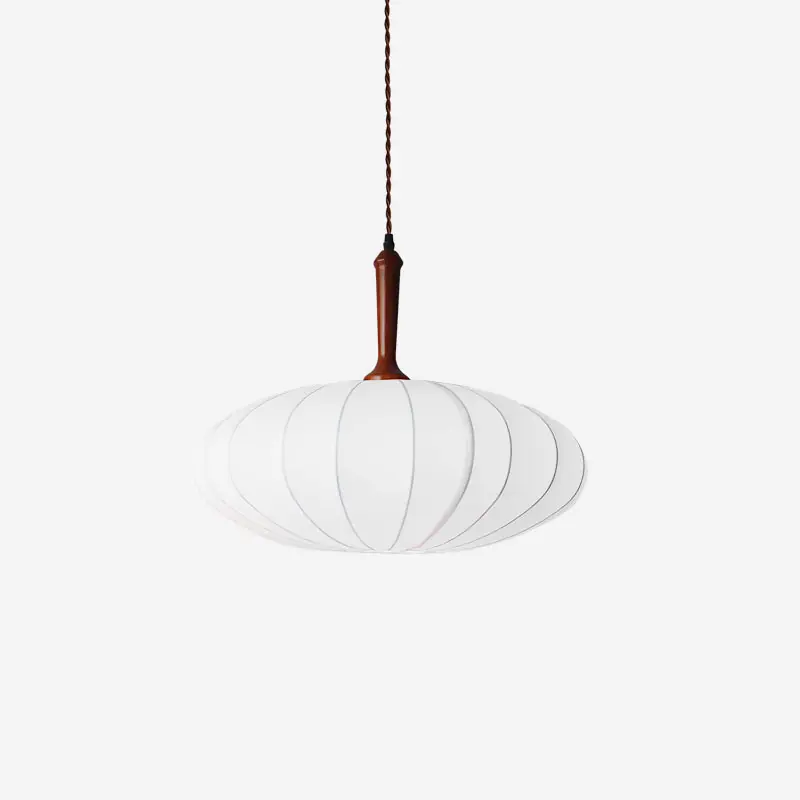 Hashira Stoff Pendelleuchte Oval Mid Century