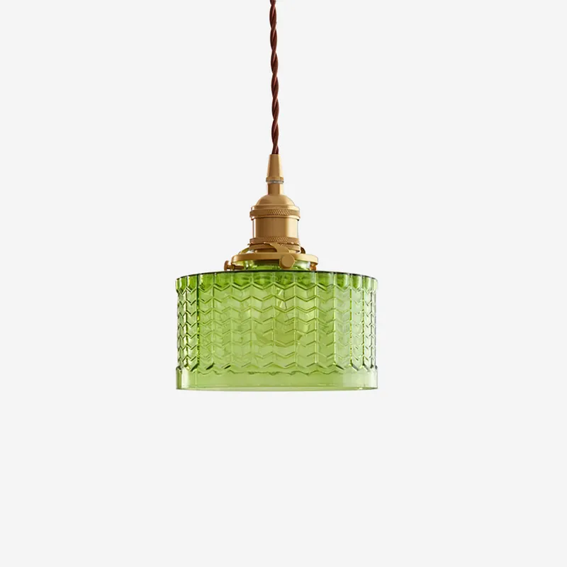Cavella Vintage Texturiertes Glas Pendelleuchte Grün