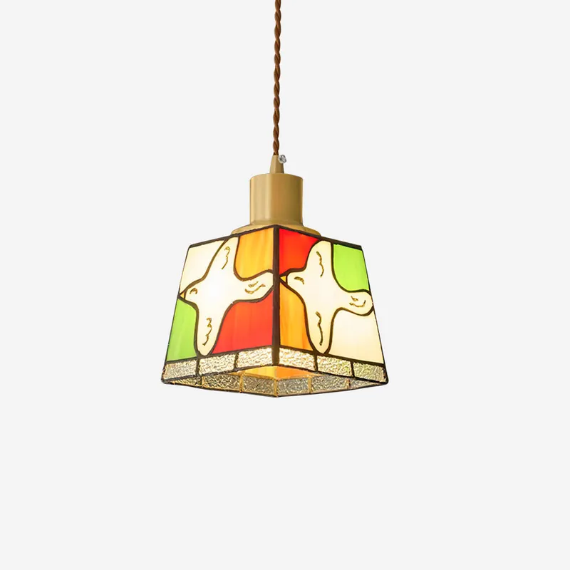 Pendelleuchte Friedenstaube Mosaikglas Künstlerisches Messing Ruhig