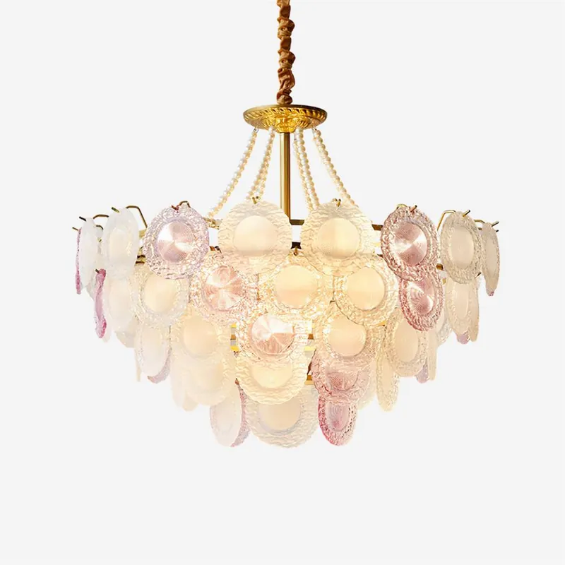 Violaire Lustre mit klaren, pudrigen Rosé-Scheiben