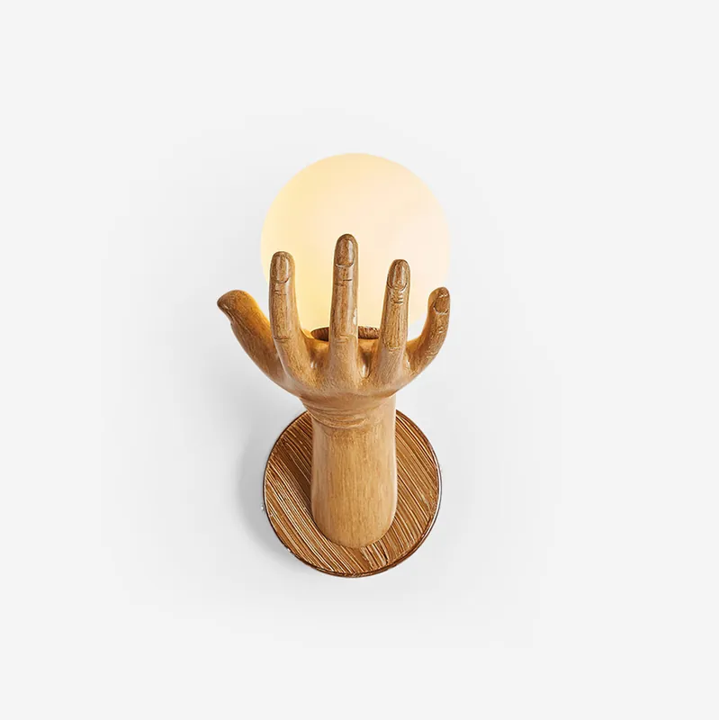 Aura Wandlampe in Handform aus Holz