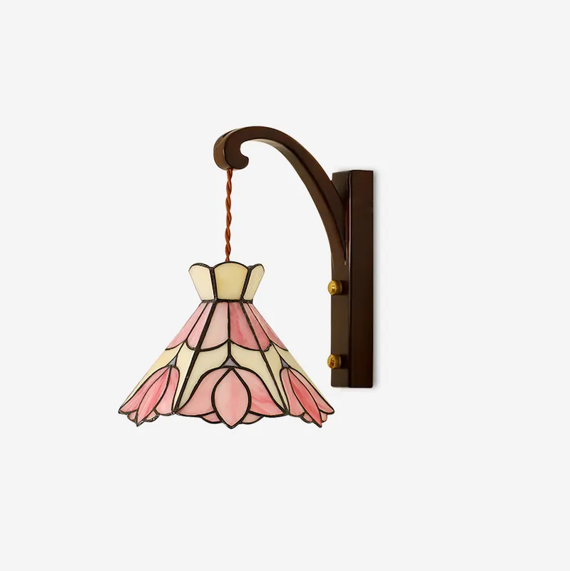 Velvet Vintage-Wandlampe mit rosafarbenem Glasschirm