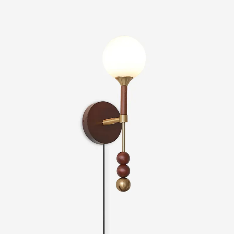 Dream Vintage-Wandlampe aus Glas und Nussbaum