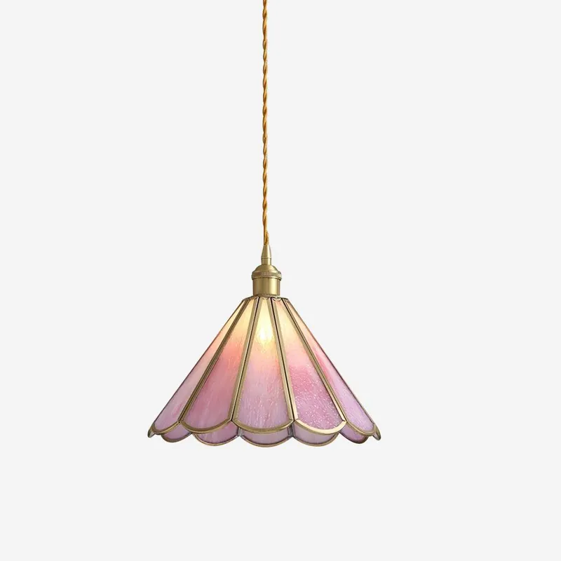 Lione Rosa Buntglas-Pendelleuchte