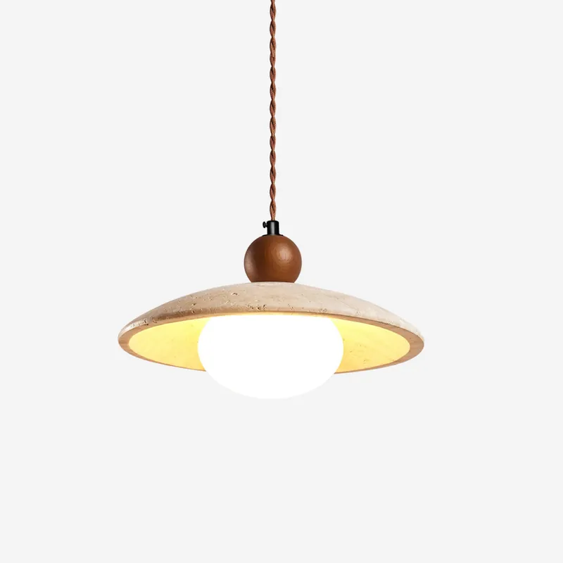 Travaro Pendelleuchte Travertin Holz Akzente