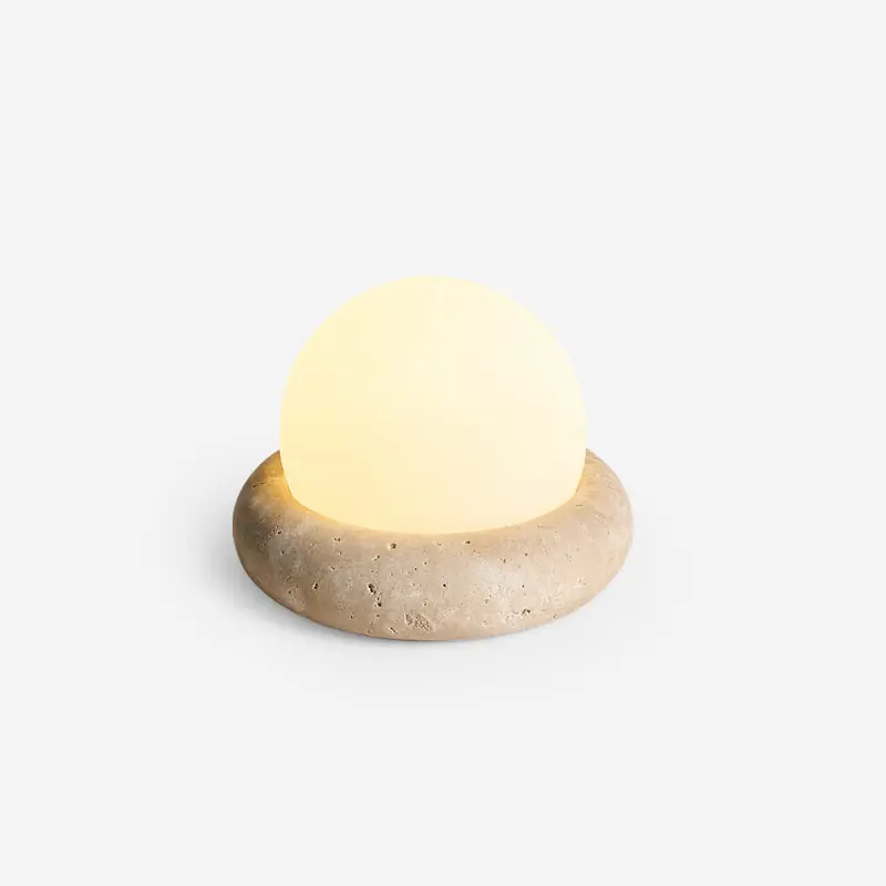 Riita Mini Tischlampe Globus aus Travertin Maga