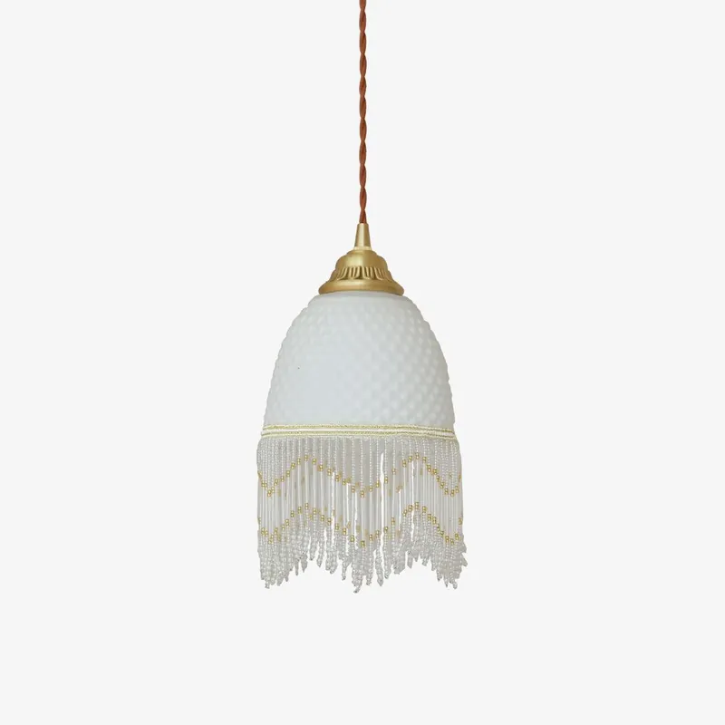 Mesh Pendelleuchte aus Glas mit Fransen