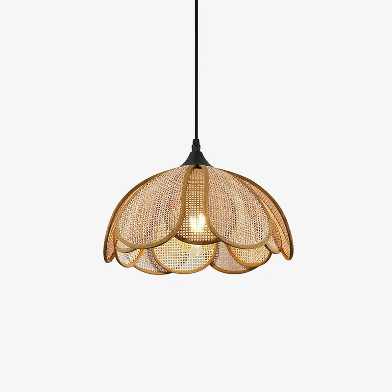 Eurvinel Eleganz Blüte Rattan Stoff Hängeleuchte