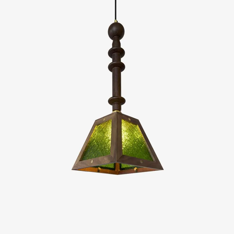 Alsorisra Vintage Stil Glas und Holz Hängeleuchte