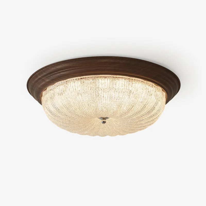 Esorila Premium Deckenleuchte aus Glas und Nussbaum