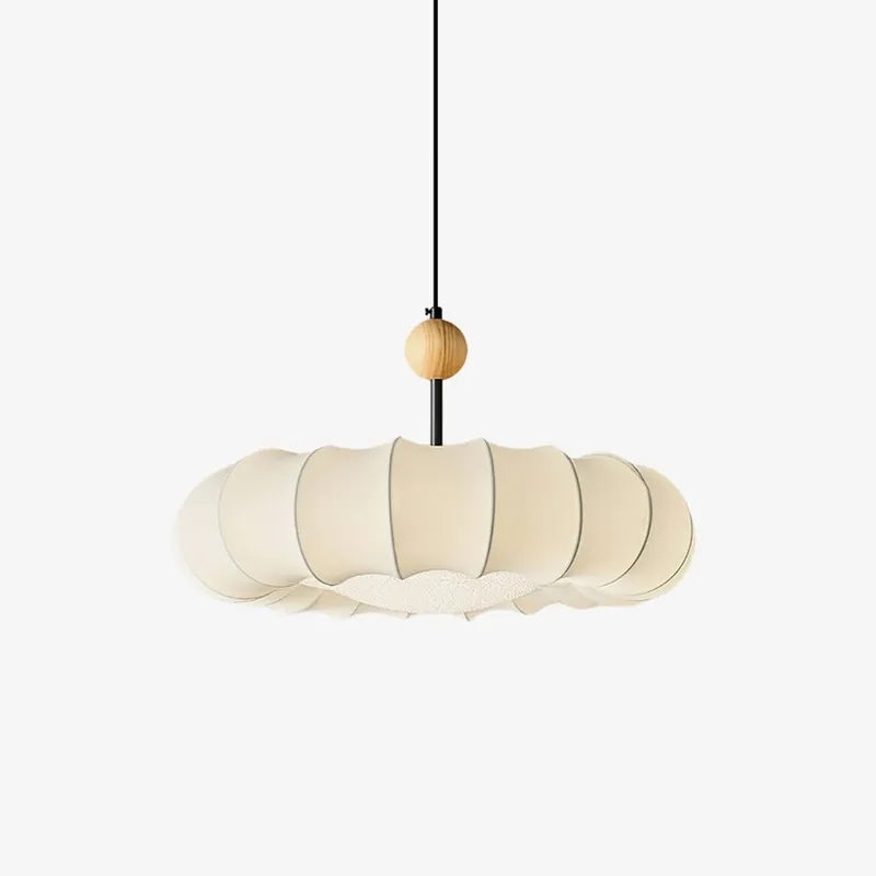 Lyvina Traditionelle Pendelleuchte aus natürlichem Holz und Stoff