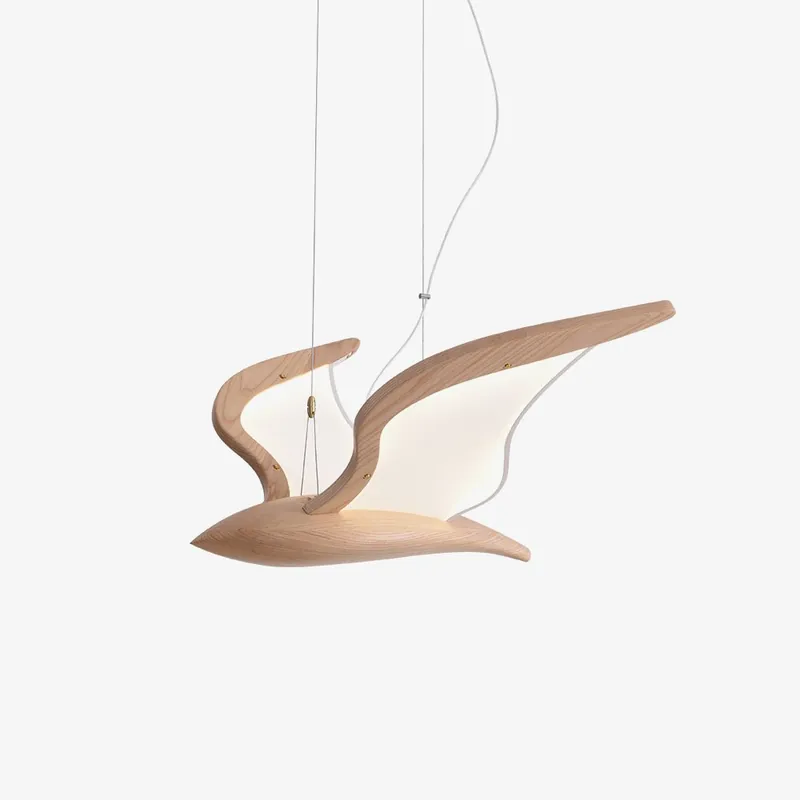 Lustra Skulpturaler Holz-Pendelleuchte in Vogel-Form