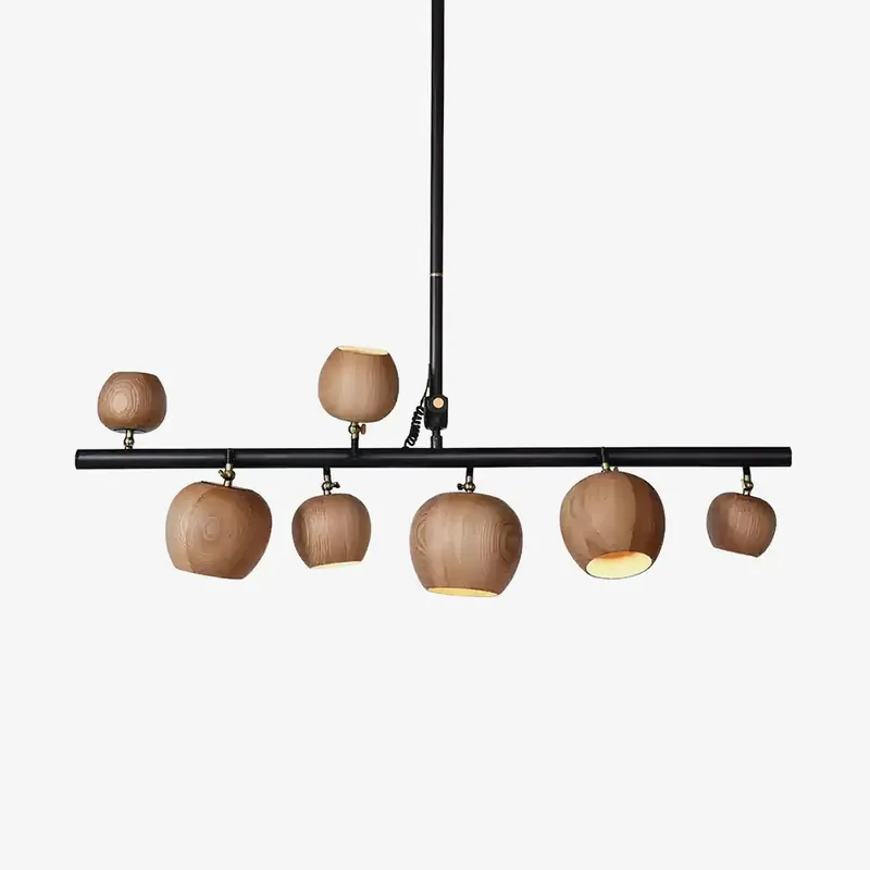 Avelira Rustikale lineare Holz-Pendelleuchte Globe