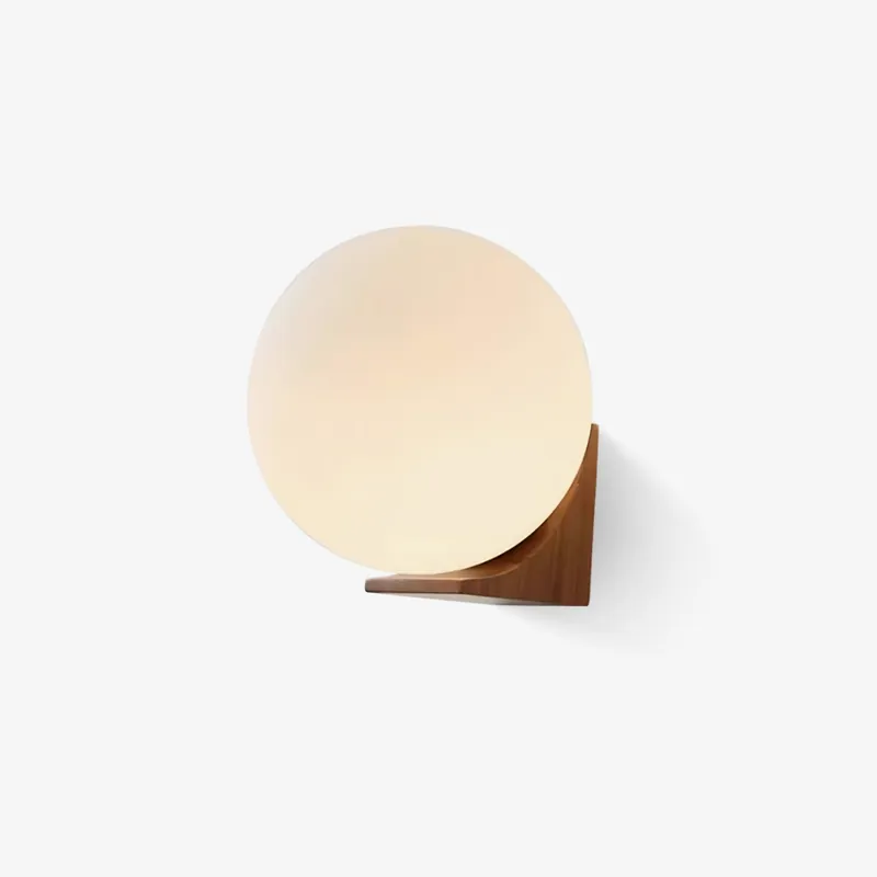 Icarara Moderne minimalistische Wandlampe aus Holz und Glas Orb