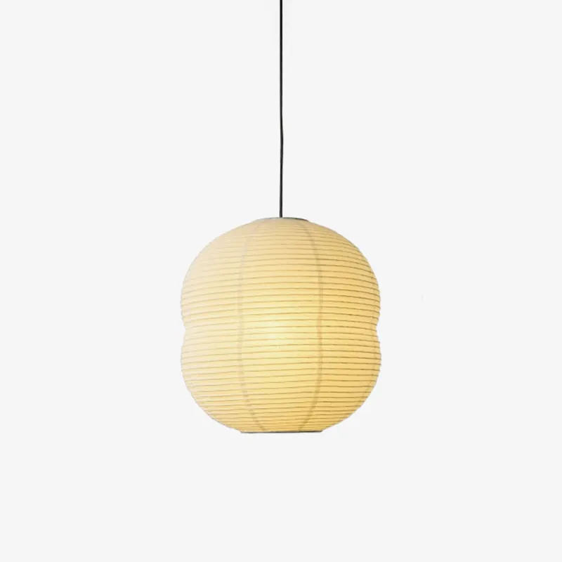 Olive Minimalistische Hängelampe aus Reispapier