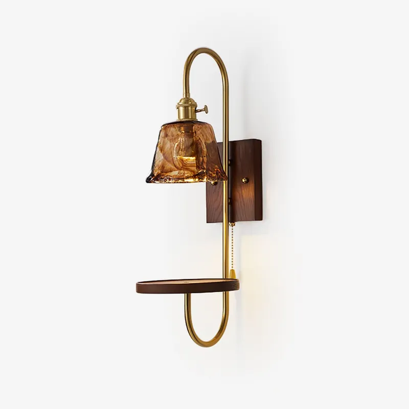 Altheus Nordische Wandlampe aus Keramik und Nussbaumholz