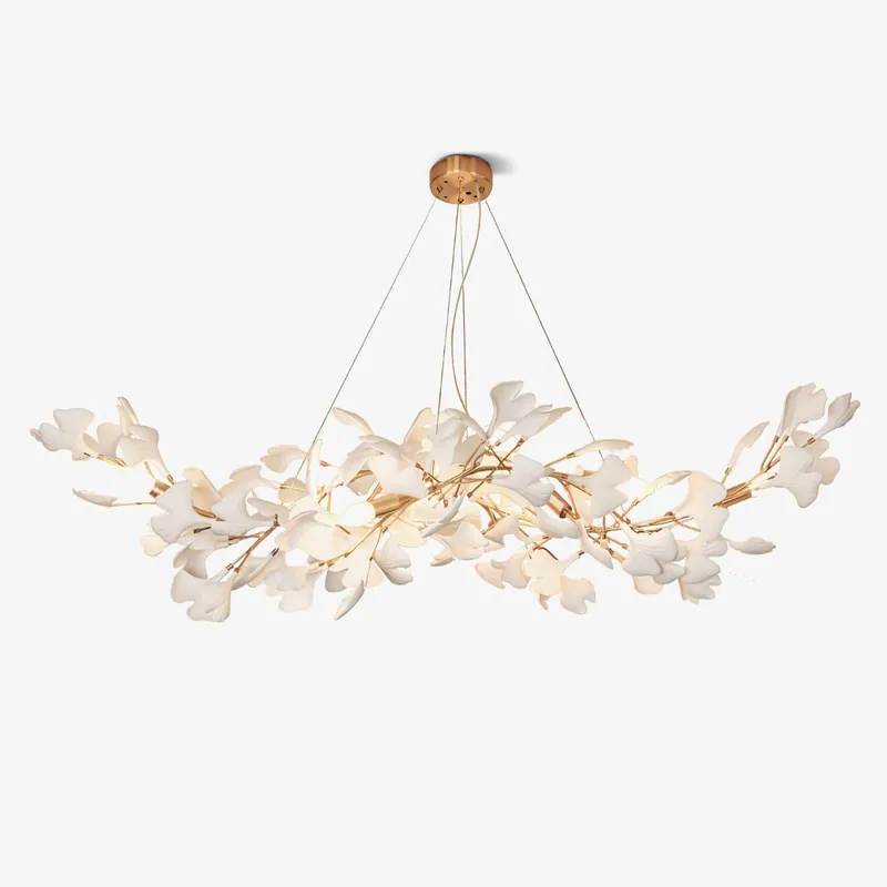 Olivia W-förmige Keramik-Lampe mit Ginkgo-Blättern
