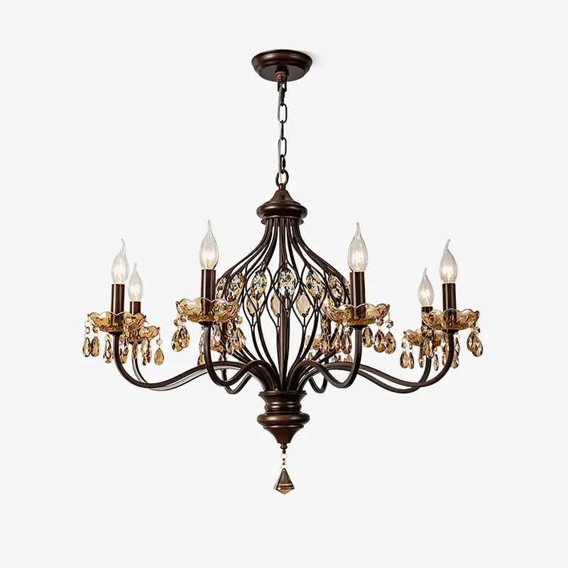 Enorel Vintage Bronze-Lüster mit Kristallen