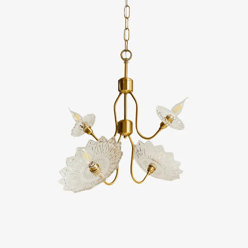 Lustra Kronleuchter im Vintage-Blumenstil aus Glas und Messing