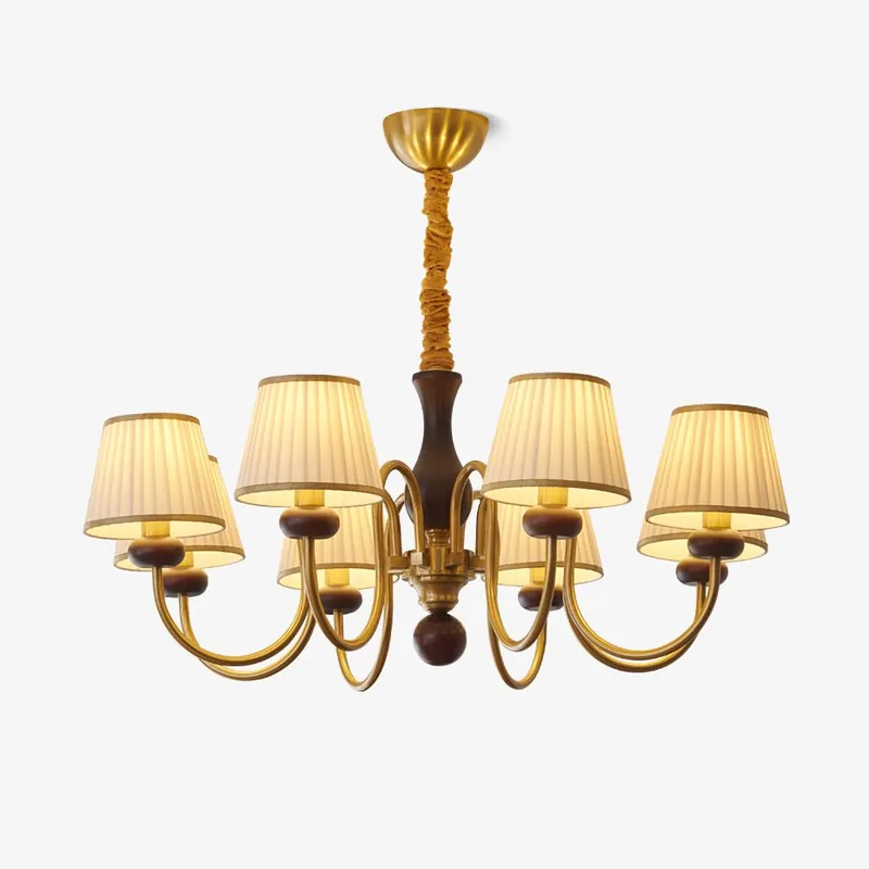 Erthaos Kronleuchter Holz Stoff Plissee Eleganz Traditionell