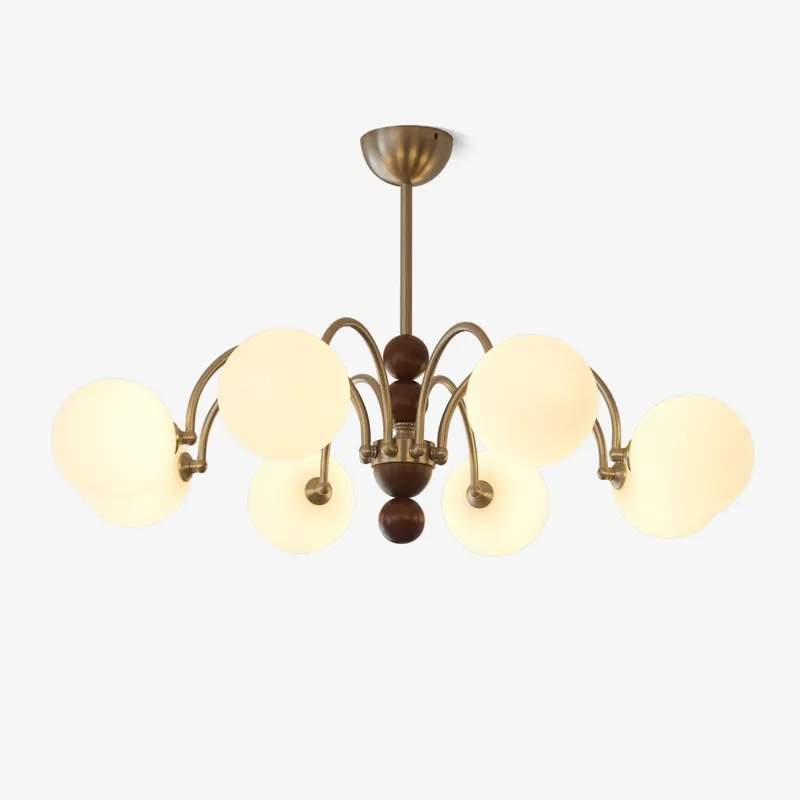 Orbital Kronleuchter Holz Glas Kunst Nordisch Premium Kurve