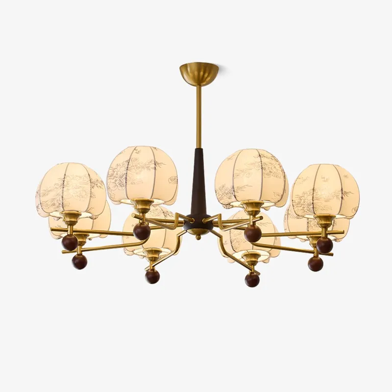 Acarira Kronleuchter Holz Stoff Kunst Nordisch Premium Blüte