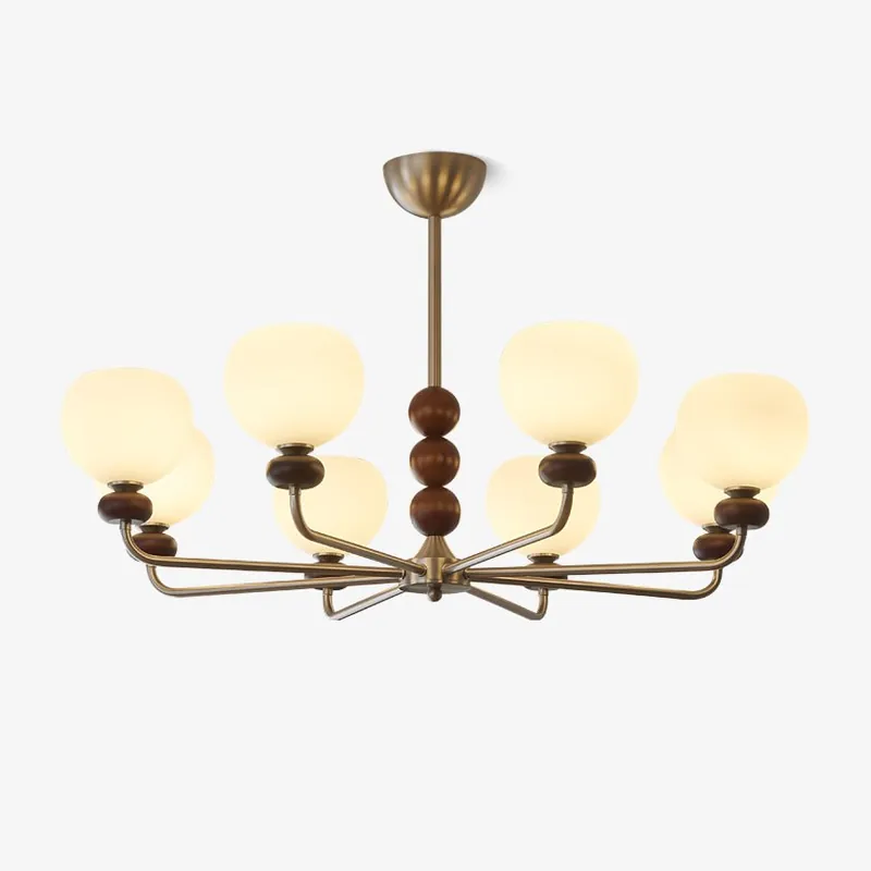 Vilorira Kronleuchter Klassisch Orb Holz Nussbaum Glas Traditionell