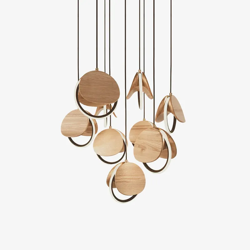 Avvelen Geometrisch Holz Pendelleuchte