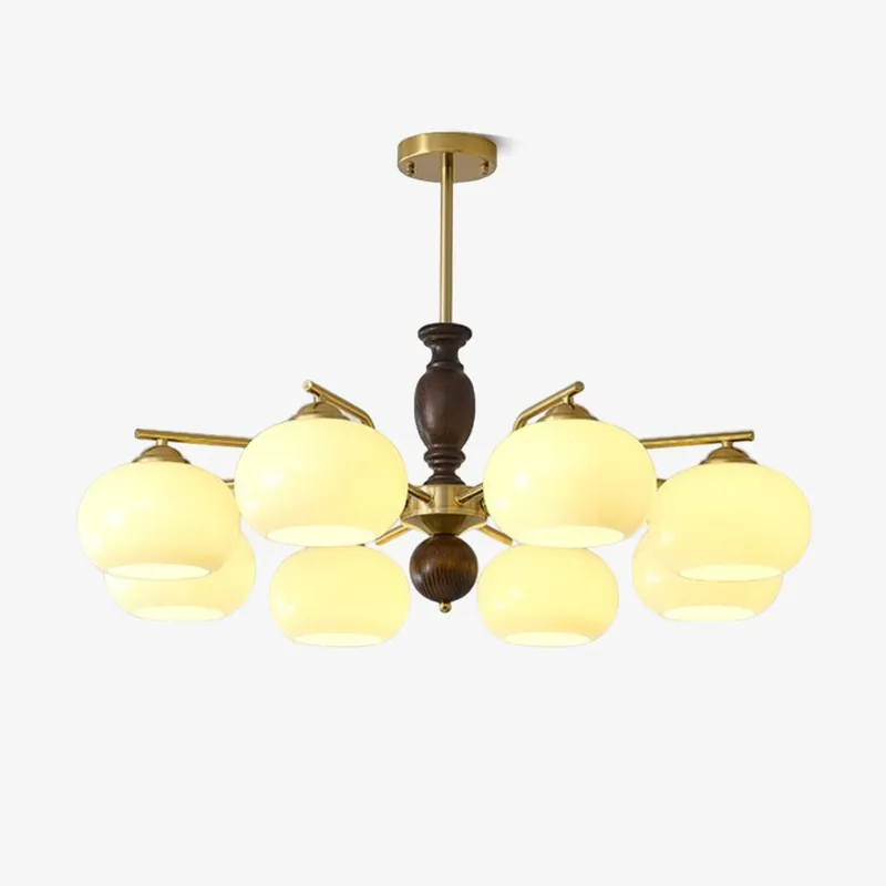 Aurora Kronleuchter Nussbaum Beige Kugel