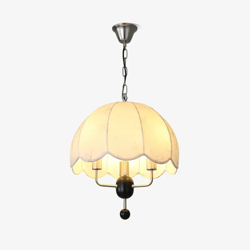 Ervaren Vintage Blüte Stoff Holz Pendelleuchte