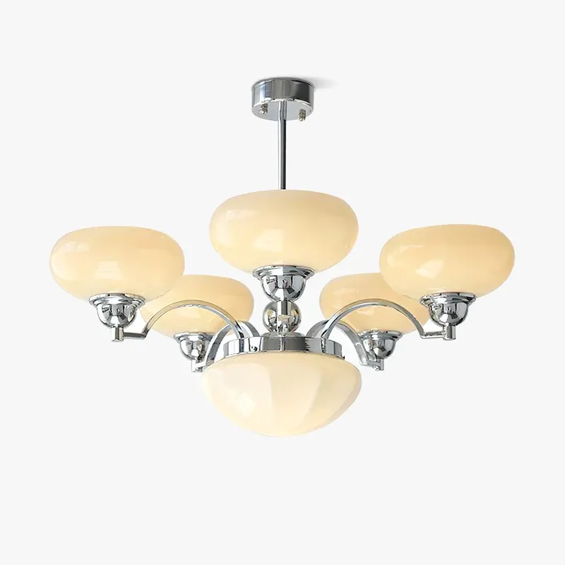 Lustra Satinierter Nickel-Kronleuchter Warre Glas Eisen