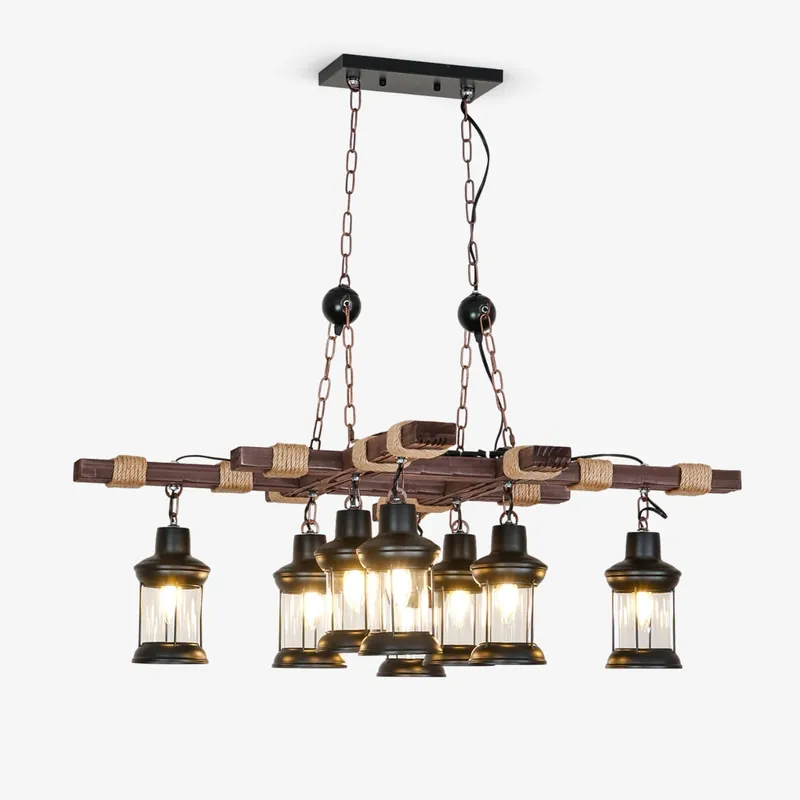Lustra Vintage Kronleuchter Holz Glas Retro