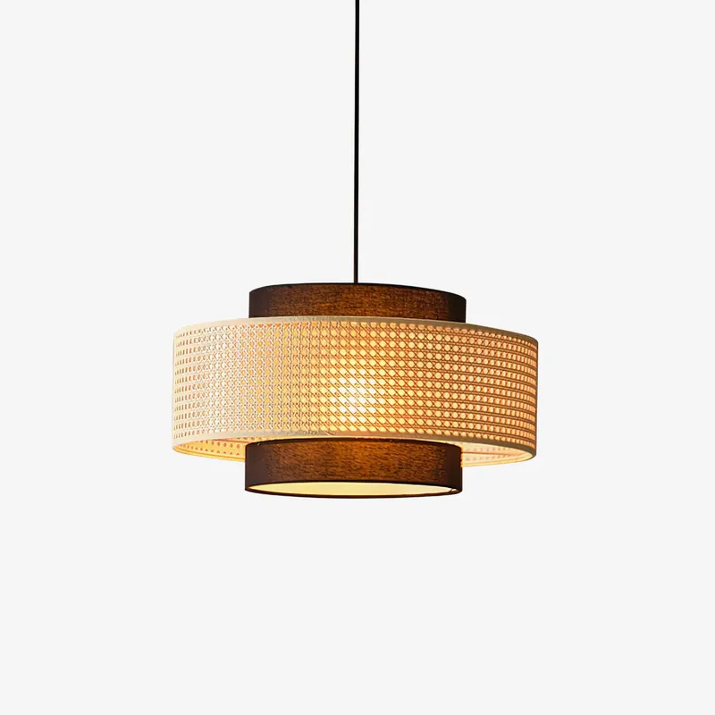 Zerither Pendelleuchte Rattan Stoff