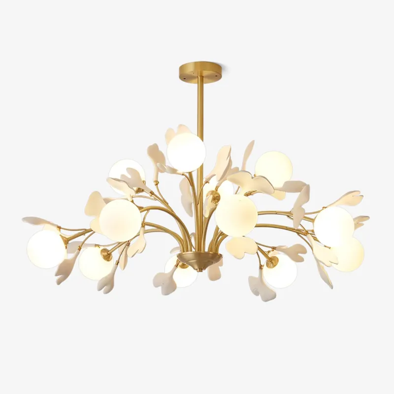 Ginkgo Blatt Messing Glas Kronleuchter Lustra