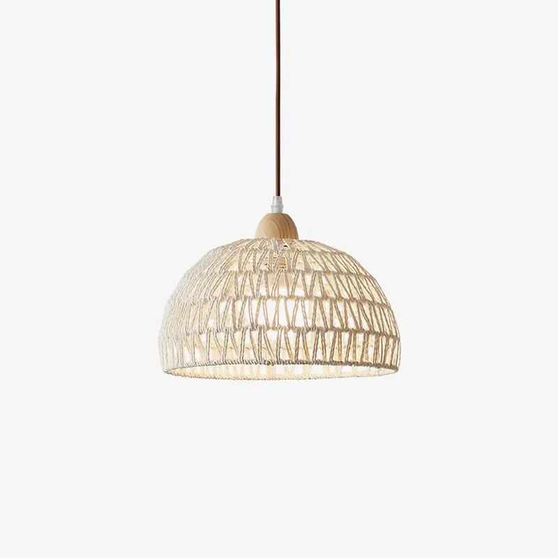 Calyran Pendelleuchte aus Rattan und Holz