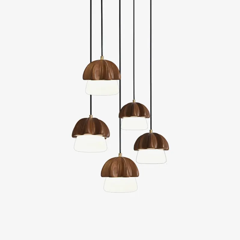 Lustra Pilz-Hängelampe Cluster aus Holz und Glas