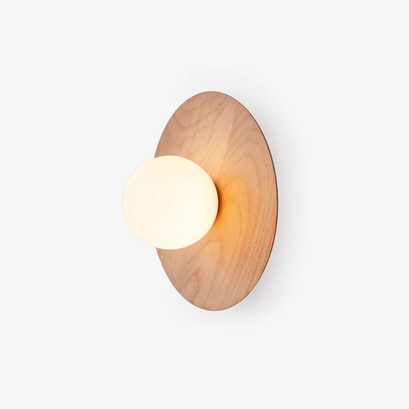 Arlirir Minimalistische Wandleuchte aus Holz und Glas