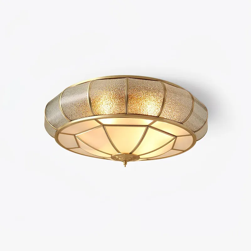 Ulrinara Postmodern Luxus Trommel Messing Glas Deckenleuchte